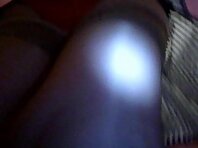 Up1579#Girl in a wide striped skirt. Orange panties and stockings