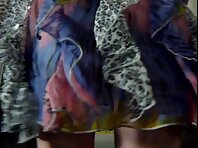 Up1611#Blonde in purple summer dress. Big ass in white panties. Shooting backlit close-up.