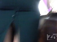 Up2184#The blonde in a narrow green skirt. Beautiful pubis in white panties and stockings cl