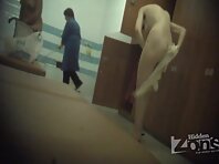 Lo1269#Tanned girl in a white bathing suit dresses after the pool. Great shots of her tanned