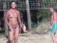 Nu1490#Naked women and men play volleyball. Our cameraman filmed their close-up on a hidden 