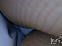 Up2467#Slim brunette in a short white dress. Elegant ass and shaved crotch in blue panties a