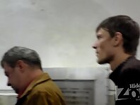 Up1576#A girl in a short white skirt, beautiful crotch in blue pants with white pad and stoc