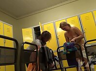 Lo1302#Girl smeared with cream after a shower. Our hidden camera shoots the whole process up