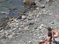 Nu1297#Shooting a hidden camera at a nude beach. Our operator filmed from a cliff naked beau