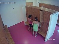 Lo1946#Women in the locker room undress and chat with each other. They do not know that ever