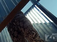 Bc2264#Woman with small tits changes swimsuit in a beach cabin. Our spy cam photographed clo