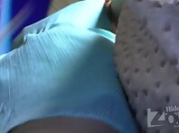 Up2815#Under the skirt of a slender girl in a short blue dress. Our operator prepared for a 