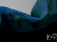 Up2346#Tanned blonde in a short blue dress. On the escalator in the metro can shoot great ho