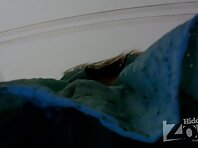 Up2010#Tanned blonde in a short blue dress. On the escalator in the metro can shoot great ho