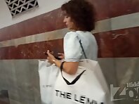 Up4440#Up the skirt of a tanned girl in a short blue dress. Our cameraman brazenly slipped h