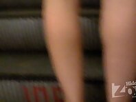 Up1645#The girl in black and white checkered dress. Beautiful ass and crotch in black pantie