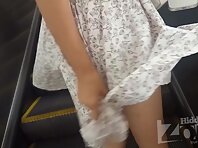 Up4195#Under the skirt of a girl in a loose white dress. Our cameraman repeatedly slipped hi