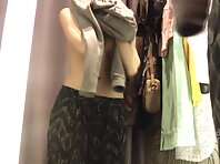 Sp1842#Young chick came into the store to choose underwear. She does not know that the set d