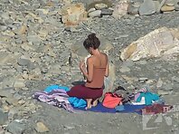 Nu1898#Meditation topless - this is rarely seen. But on a nudist beach, it happens. There ge