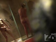 Sh1674#Two women take a shower. They turn to us with all sides of their naked bodies. Then o