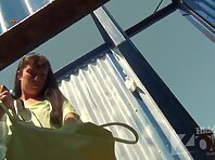 Bc1742#A young woman went to the beach locker room. She did not know that she was watching B