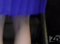 Up2049#Blonde in a wide blue dress. Beautiful round ass in white panties with a lining. Our 