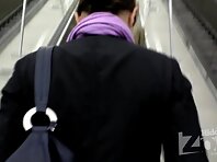 Up1574#A slender girl with a hairy crotch in white panties and stockings