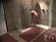 Sh1697#The young girl stayed in the shower the longest. She thoroughly washes her long hair,