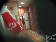 Sh1092#A young girl takes a shower after the pool. She opens her towel right in front of our