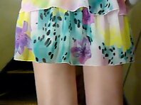 Up1657#Blonde in colorful dress. The operator used a backlight, so that we can better look a