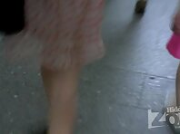 Up2020#Blonde in a short pink dress. On the escalator in the metro can shoot great hot teen 