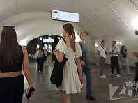 Up4287#Under the skirt of a girl in a loose white dress. Our cameraman repeatedly slipped hi