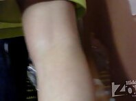 Up1830#Slim blond girl in a green dress. Beautiful shaved crotch in pink panties. Our operat