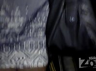 Up1997#Young girl in a short gray skirt. In the subway escalator can shoot great pictures ho