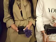 Up2986#Under the skirt of a tanned brunette in a short beige dress. Our hidden camera caught