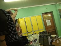 Lo1230#Two women undress in front of a shower. One of them is pregnant. Rare footage of a wo