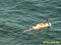 Nu1224#Completely naked boy and girl swimming and floating on a mattress. Our cameraman take