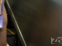 Up2086#Slender brunette in a short blue dress. Beautiful round ass and round thighs in black