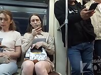 Up4370#Under the skirt of a girl in a short beige dress. Our cameraman brazenly slipped his 
